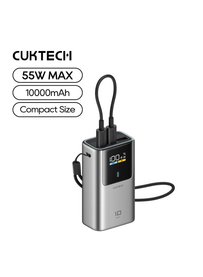 CUKTECH 10 mini Power Bank, 10,000mAh 55W Compact Pocket Portable Charger, Smart LED Display, Fast Charging for iPhone 17/16, Samsung S25 Ultra, Xiaomi - Image 1